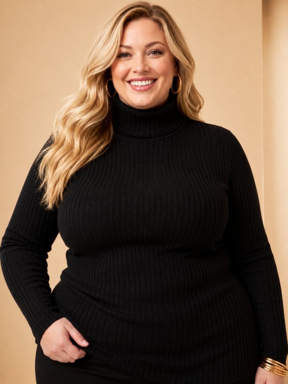 NWT Jessica London Black Ribbed Turtleneck Sweater - Women 5X